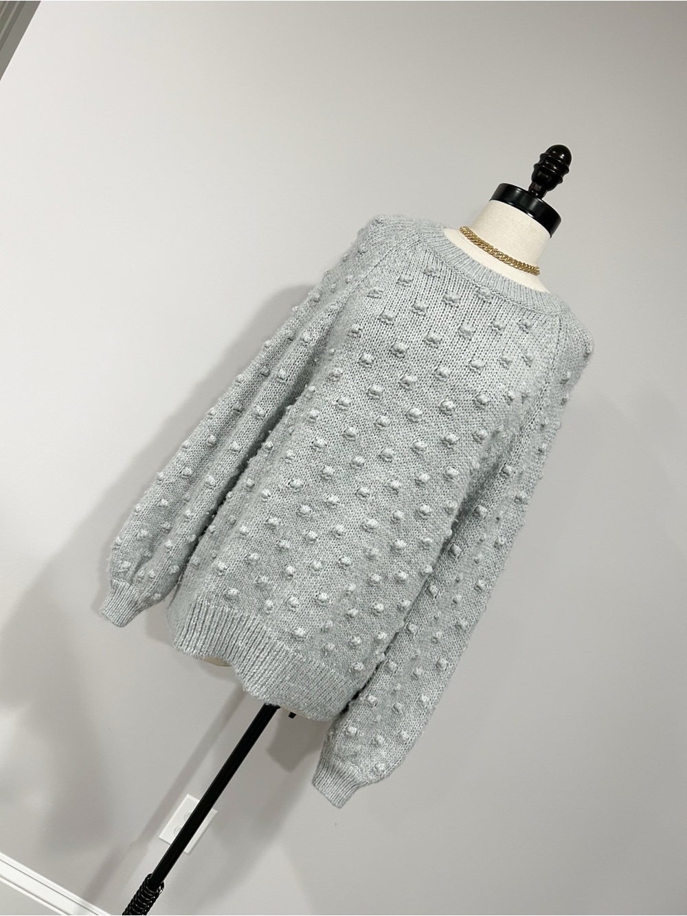 GAP Light Gray Bobble Knit Crewneck Sweater